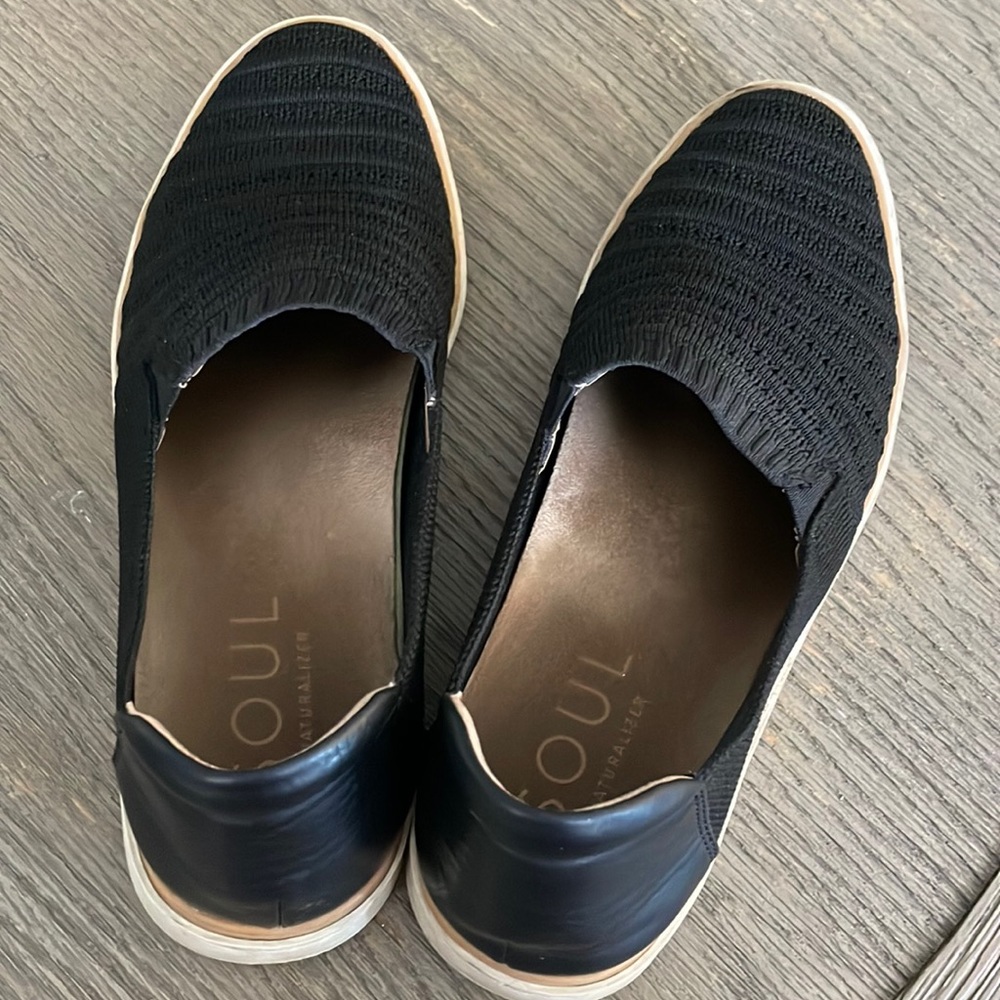 Soul Naturalizer Worn Slip On Womens Flats Leather Sneaker Kemper Black Shoe 8.5